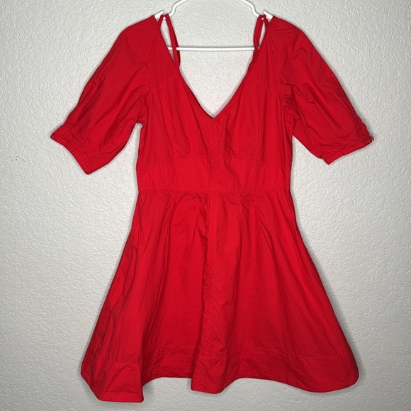 Derek Lam 10 Crosby Red Poppy V-Neck Flare Size 10 - Picture 4 of 9